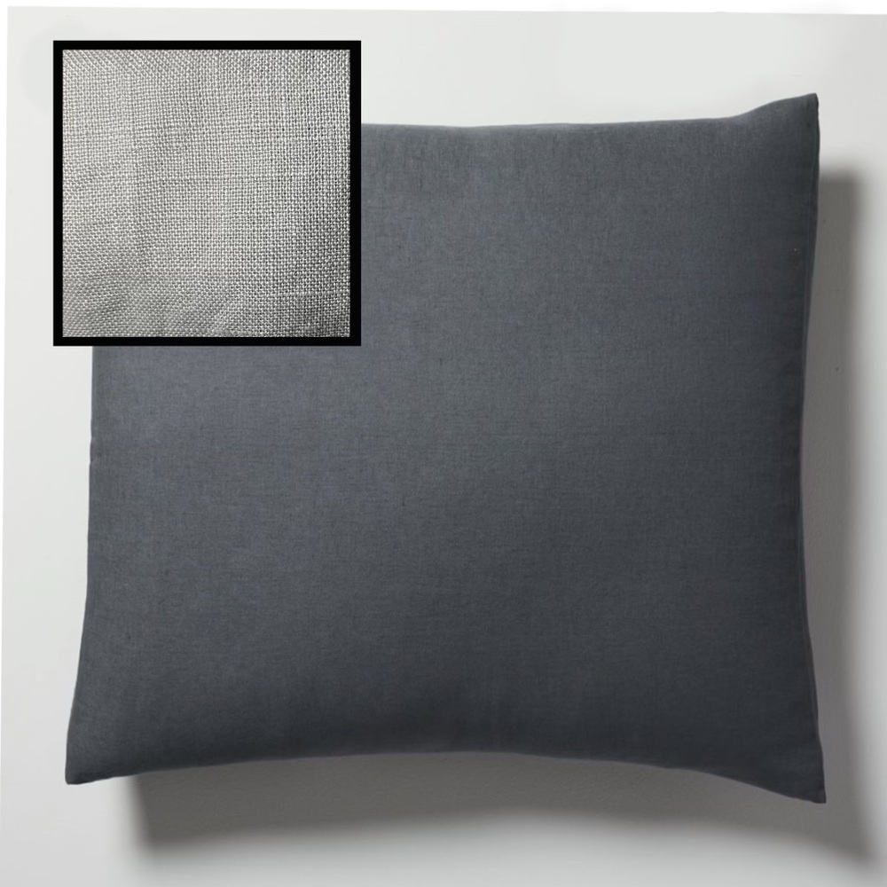 West Elm European Flax Linen Euro Sham Light Gray
